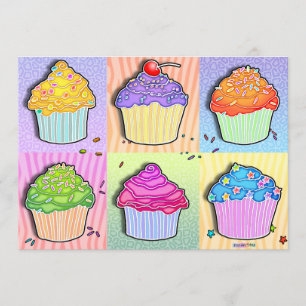 Uitnodigingen - Pop Art Cupcakes