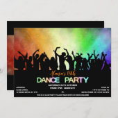 Uitnodigingen Rainbow Glow Dance Party (Voorkant / Achterkant)