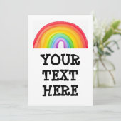 UITNODIGINGEN REGENBOOGPARTY AANPASBAAR (Staand voorkant)