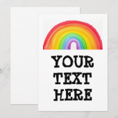 UITNODIGINGEN REGENBOOGPARTY AANPASBAAR (Voorkant / Achterkant)