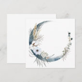 Uitnodigingen Ronde Bloemrijke Lijst met Blauwe Ma (Voorkant / Achterkant)