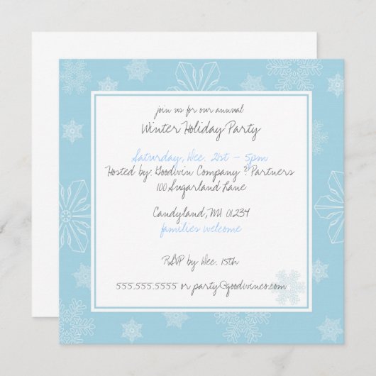 Uitnodigingen Snowflake Holiday Party (Voorkant / Achterkant)