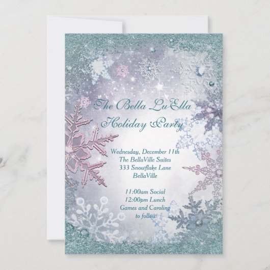 Uitnodigingen Snowflake Holiday Party (Voorkant)