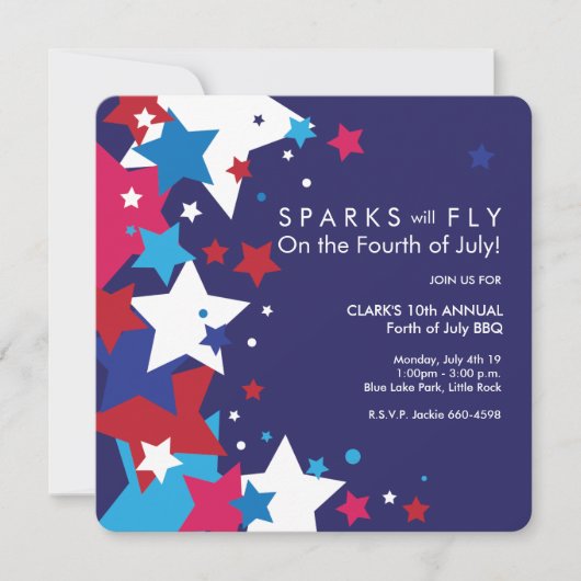 Uitnodigingen | Sparks vliegt op 4 juli (Voorkant)