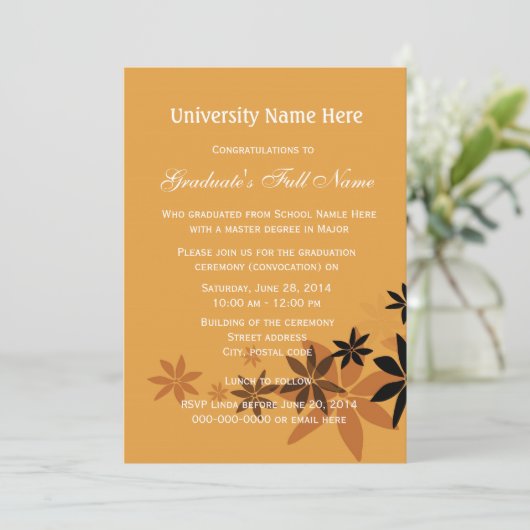 Uitnodigingen tot afstuderen (oproeping) (Staand voorkant)