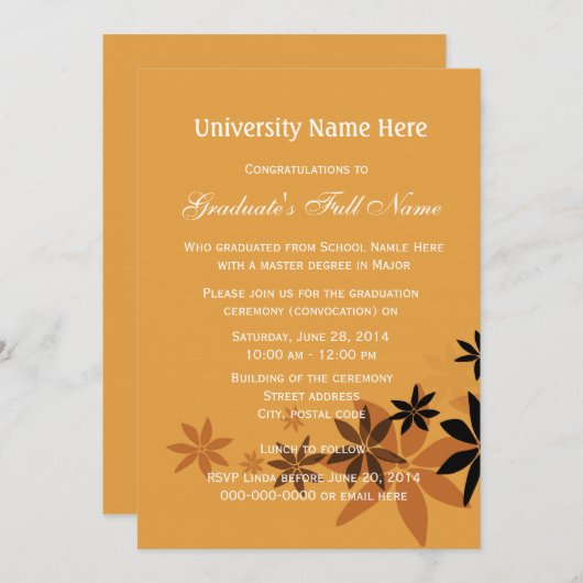 Uitnodigingen tot afstuderen (oproeping) (Voorkant / Achterkant)