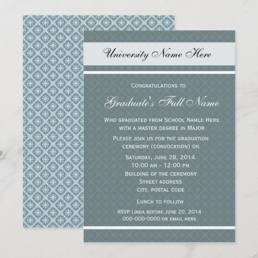 Uitnodigingen tot afstuderen (oproeping) (Voorkant / Achterkant)