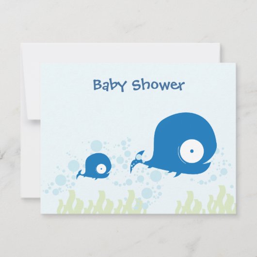 Uitnodigingen tot Baby shower van walvisgewassen (Voorkant)
