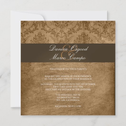  uitnodigingen tot bruiloft in Damask Wedding (Achterkant)