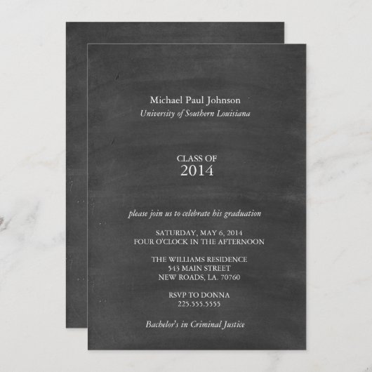 Uitnodigingen tot chrokboardafmeting (Voorkant / Achterkant)