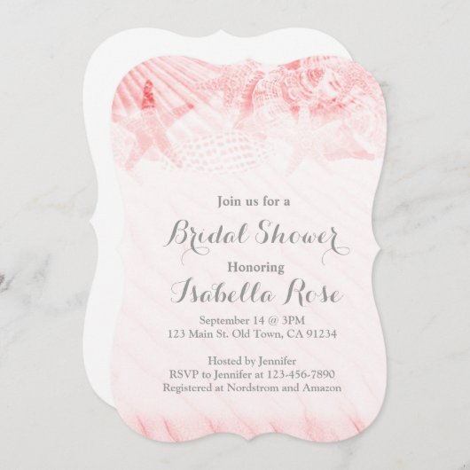 Uitnodigingen tot douche van de Starfish seashell  (Voorkant / Achterkant)