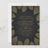 Uitnodigingen tot feesten Elegant Gold Kijk Blaves (Voorkant)