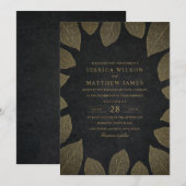 Uitnodigingen tot feesten Elegant Gold Kijk Blaves (Voorkant / Achterkant)