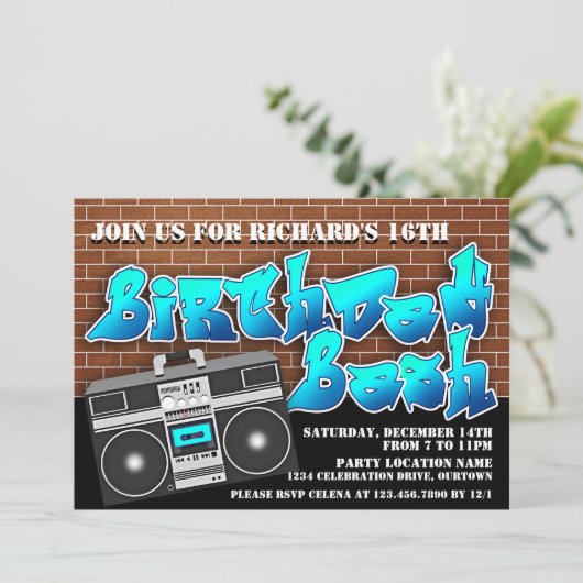 Uitnodigingen tot geboorte van de oude schooltop (Staand voorkant)