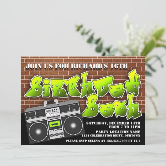 Uitnodigingen tot geboorte van de oude schooltop (Staand voorkant)