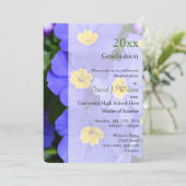 Uitnodigingen tot graduatie van  blauwe tuinbloeme (Staand voorkant)