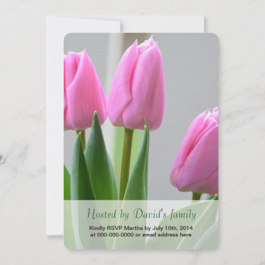 Uitnodigingen tot graduatie van roze tulpen. (Achterkant)