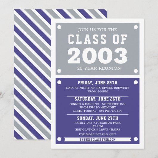 Uitnodigingen tot hereniging op de middelbare scho (Voorkant / Achterkant)