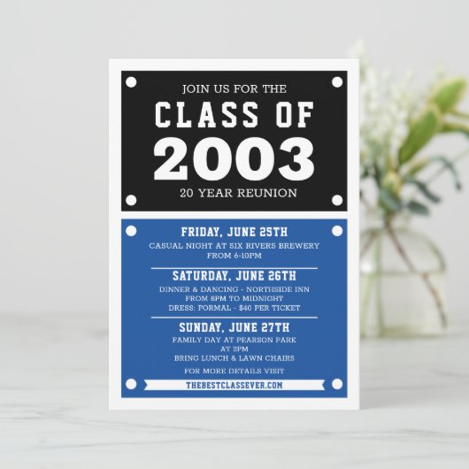 Uitnodigingen tot hereniging op de middelbare scho (Staand voorkant)