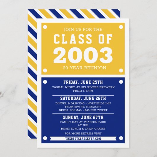 Uitnodigingen tot hereniging op de middelbare scho (Voorkant / Achterkant)