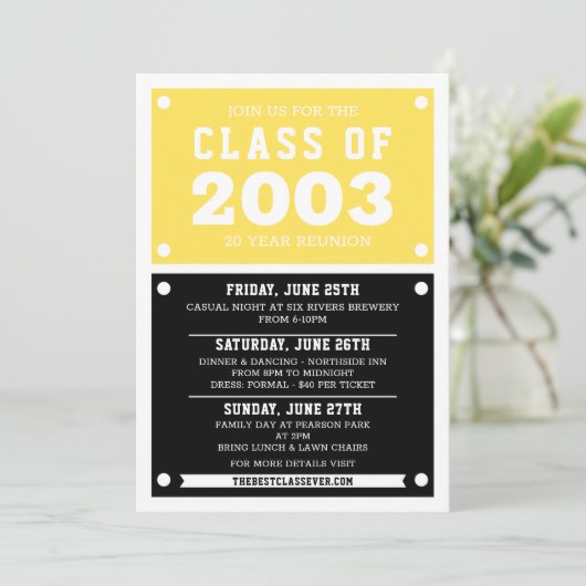 Uitnodigingen tot hereniging op de middelbare scho (Staand voorkant)