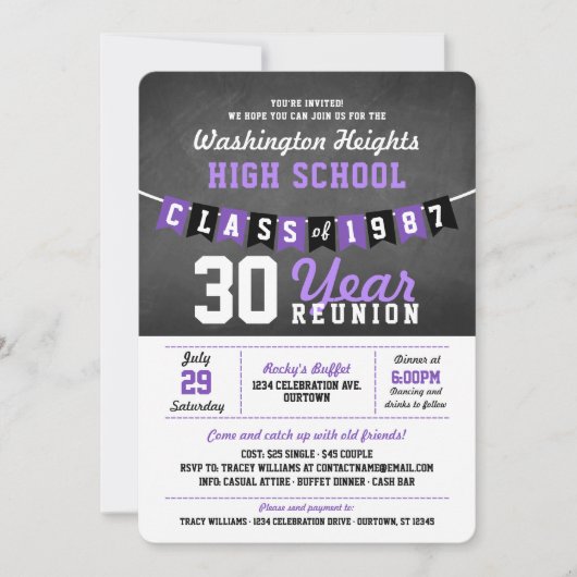 Uitnodigingen tot hereniging van Chalkboard Banner (Voorkant)
