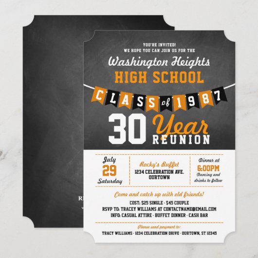 Uitnodigingen tot hereniging van Chalkboard Banner (Voorkant / Achterkant)