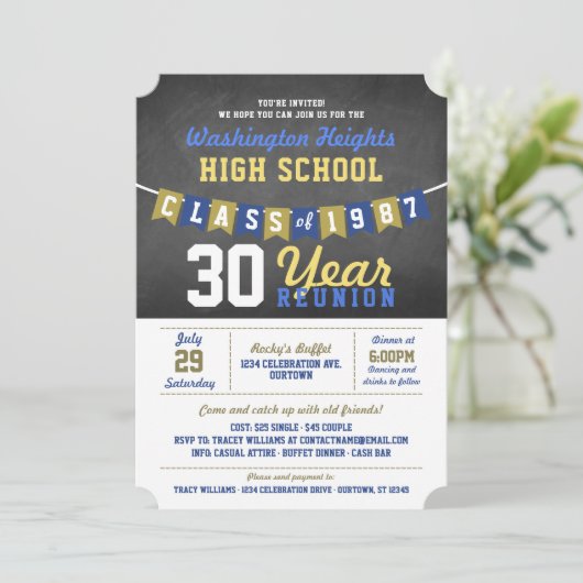 Uitnodigingen tot hereniging van Chalkboard Banner (Staand voorkant)