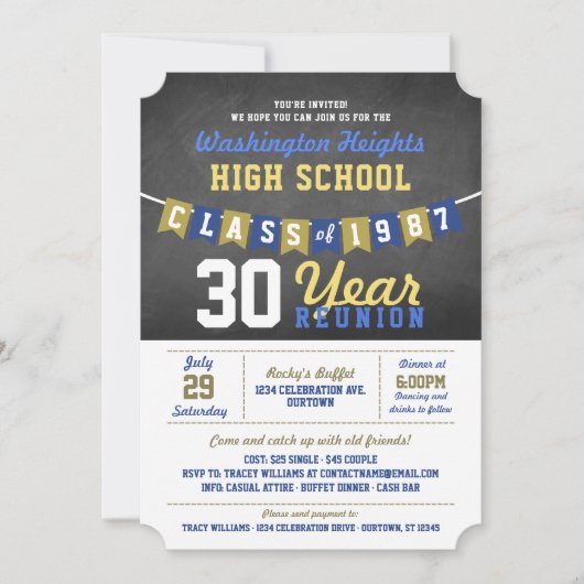 Uitnodigingen tot hereniging van Chalkboard Banner (Voorkant)