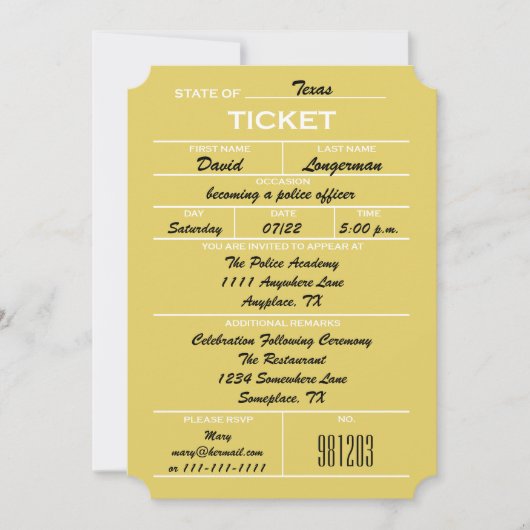 Uitnodigingen tot het afstuderen van Gold Ticket P (Voorkant)