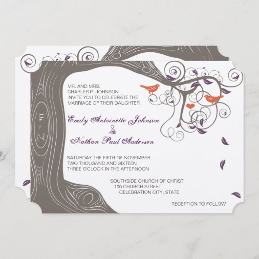 Uitnodigingen tot het bijtende bomen, koraal en Pa (Voorkant / Achterkant)