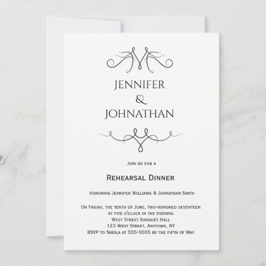  uitnodigingen tot het diner voor de repetitie van (Voorkant)