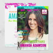 Uitnodigingen tot Hoesje van Trendy Bat Mitzvah Ma (Voorkant / Achterkant)