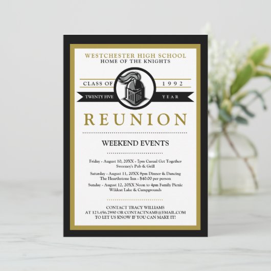 Uitnodigingen tot reünie van de middelbare school  (Staand voorkant)