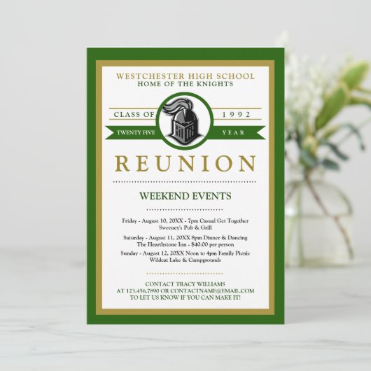 Uitnodigingen tot reünie van de middelbare school (Staand voorkant)