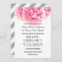 Uitnodigingen tot roze gray Peony Weddenschap