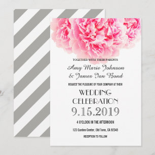 Uitnodigingen tot roze gray Peony Weddenschap