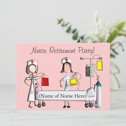 Uitnodigingen tot roze ziekenhuis voor verpleegkun (Staand voorkant)