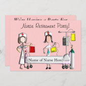 Uitnodigingen tot roze ziekenhuis voor verpleegkun (Voorkant / Achterkant)