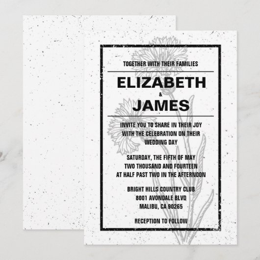 Uitnodigingen tot Rustische  bruine en zwarte brui (Voorkant / Achterkant)