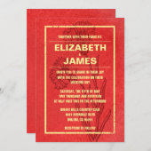 Uitnodigingen tot Rustische  Rood- en Goudbruiloft (Voorkant / Achterkant)