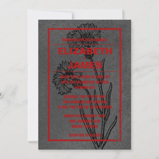 Uitnodigingen tot Rustische Vintage, Black en Red  (Voorkant)