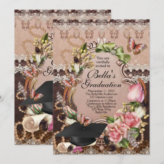 Uitnodigingen tot studeren meisjes (Voorkant / Achterkant)