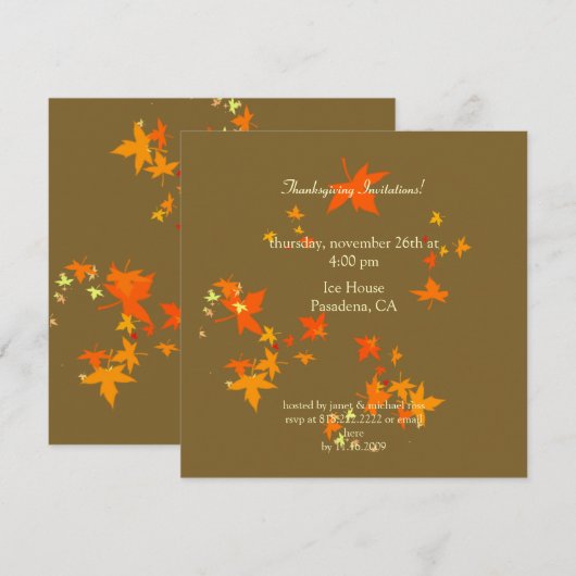 Uitnodigingen tot Thanksgiving, esdoorbladeren (Voorkant / Achterkant)