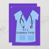 Uitnodigingen tot urse gradatie Blauwe Scrub Boven (Voorkant / Achterkant)