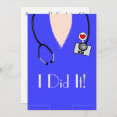 Uitnodigingen tot urse gradatie Blauwe Scrub Boven (Voorkant / Achterkant)