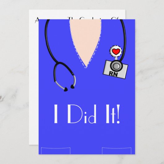 Uitnodigingen tot urse gradatie Blauwe Scrub Boven (Voorkant / Achterkant)