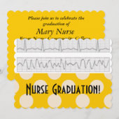 Uitnodigingen tot urse gradatie Gele pokadots (Voorkant / Achterkant)