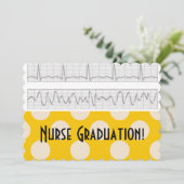 Uitnodigingen tot urse gradatie Gele pokadots (Staand voorkant)