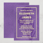 Uitnodigingen tot Vintage Paarse en goudweddenscha (Voorkant / Achterkant)